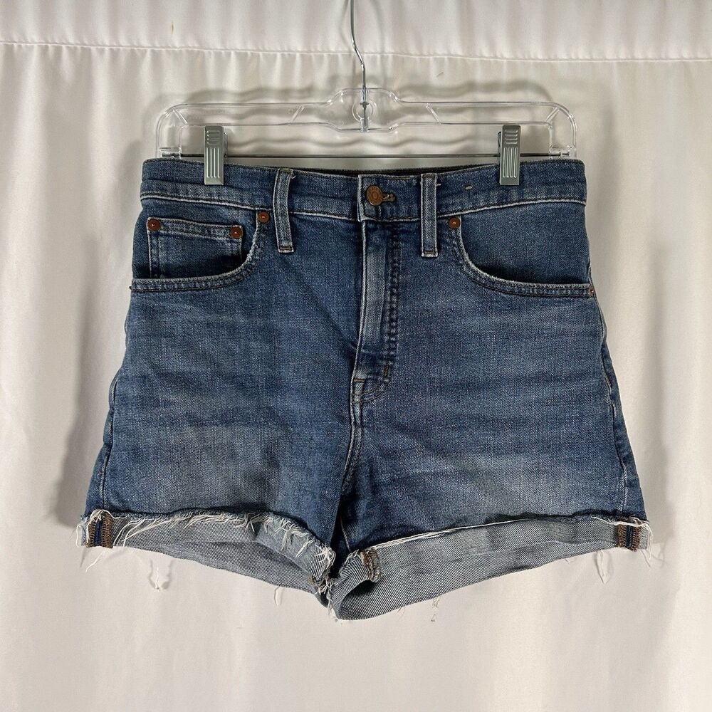 Madewell High Rise Denim Shorts Women's 27 Medium Wash Rolled Cuff